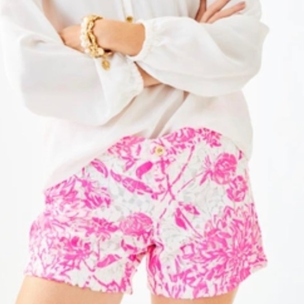 Lilly Pulitzer, Kelly Lace shorts, Pink and White